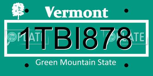 1TBI878 Vermont License Plate