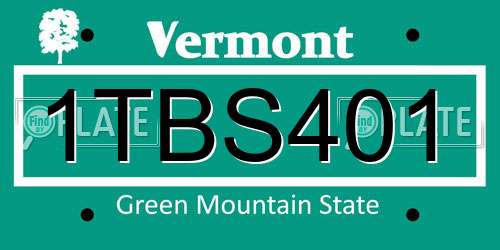 1TBS401 Vermont License Plate