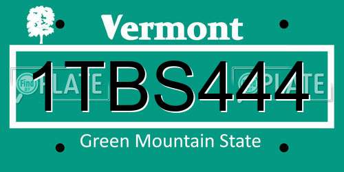 1TBS444 Vermont License Plate