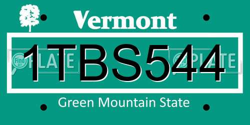 1TBS544 Vermont License Plate
