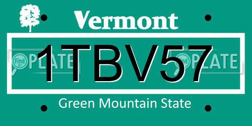 1TBV57 Vermont License Plate