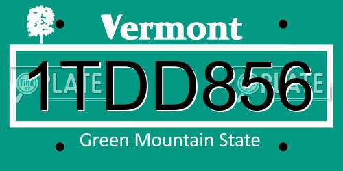 1TDD856 Vermont License Plate