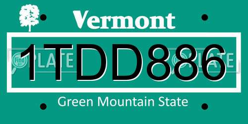 1TDD886 Vermont License Plate