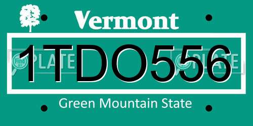 1TDO556 Vermont License Plate
