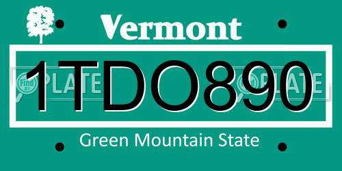 1TDO890 Vermont License Plate
