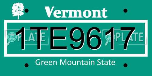 1TE9617 Vermont License Plate