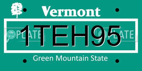 1TEH95 Vermont License Plate