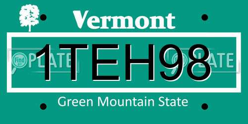 1TEH98 Vermont License Plate
