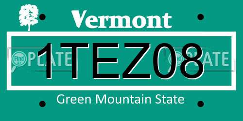1TEZ08 Vermont License Plate