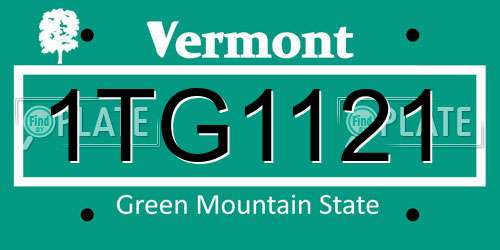 1TG1121 Vermont License Plate