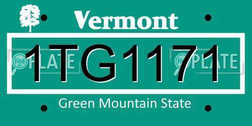 1TG1171 Vermont License Plate