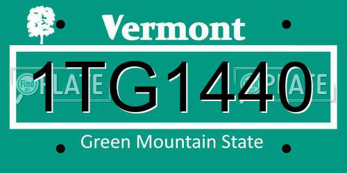 1TG1440 Vermont License Plate