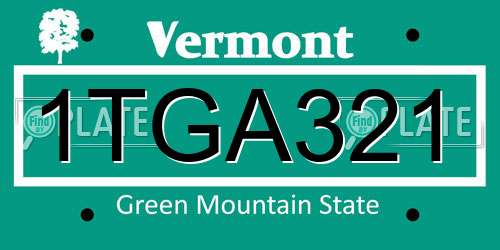 1TGA321 Vermont License Plate