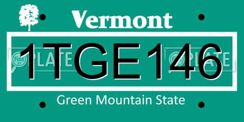 1TGE146 Vermont License Plate