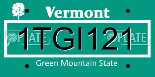 1TGI121 Vermont License Plate