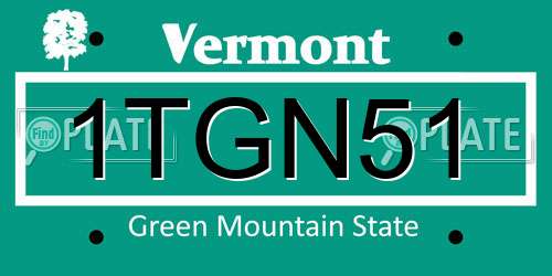 1TGN51 Vermont License Plate