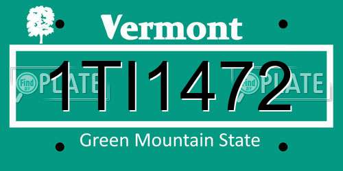 1TI1472 Vermont License Plate