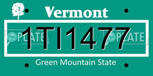 1TI1477 Vermont License Plate