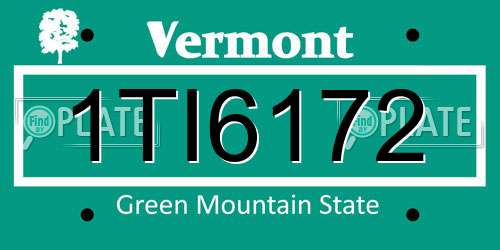 1TI6172 Vermont License Plate