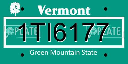 1TI6177 Vermont License Plate