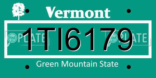 1TI6179 Vermont License Plate