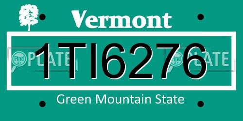 1TI6276 Vermont License Plate