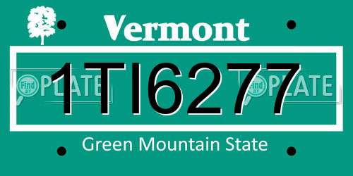 1TI6277 Vermont License Plate