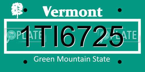 1TI6725 Vermont License Plate