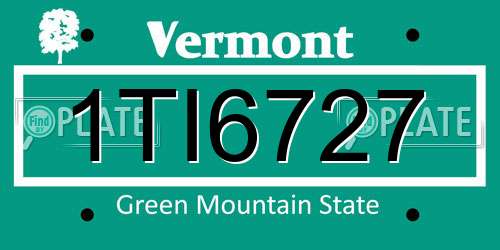 1TI6727 Vermont License Plate
