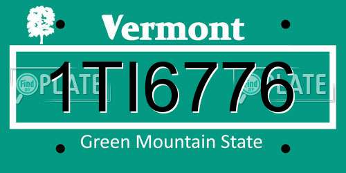 1TI6776 Vermont License Plate