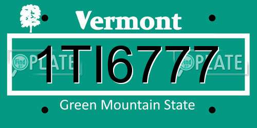 1TI6777 Vermont License Plate