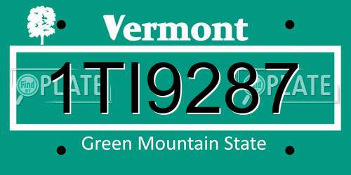 1TI9287 Vermont License Plate