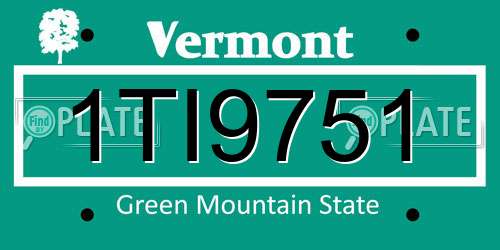 1TI9751 Vermont License Plate