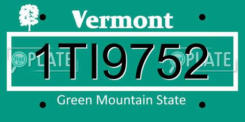 1TI9752 Vermont License Plate
