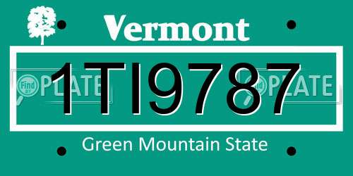 1TI9787 Vermont License Plate