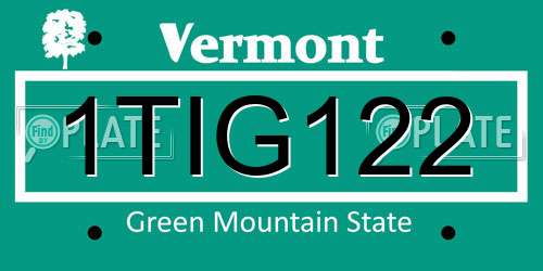 1TIG122 Vermont License Plate