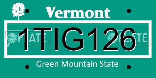 1TIG126 Vermont License Plate