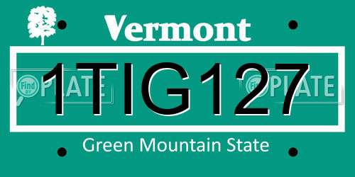 1TIG127 Vermont License Plate