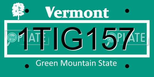 1TIG157 Vermont License Plate