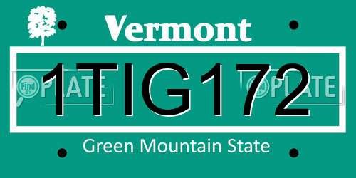 1TIG172 Vermont License Plate