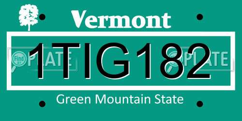 1TIG182 Vermont License Plate