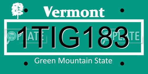 1TIG183 Vermont License Plate