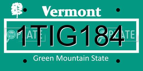 1TIG184 Vermont License Plate