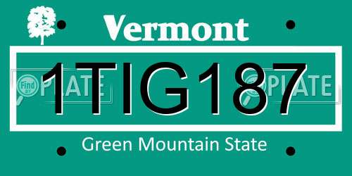 1TIG187 Vermont License Plate