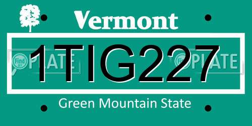 1TIG227 Vermont License Plate