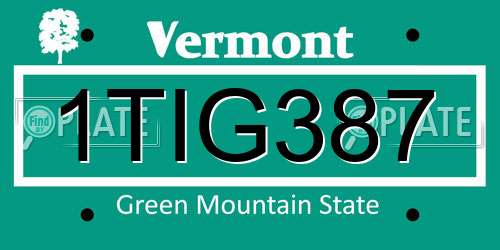 1TIG387 Vermont License Plate