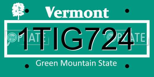 1TIG724 Vermont License Plate