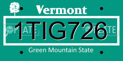 1TIG726 Vermont License Plate