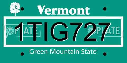 1TIG727 Vermont License Plate