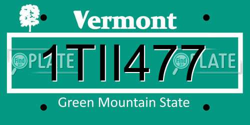 1TII477 Vermont License Plate